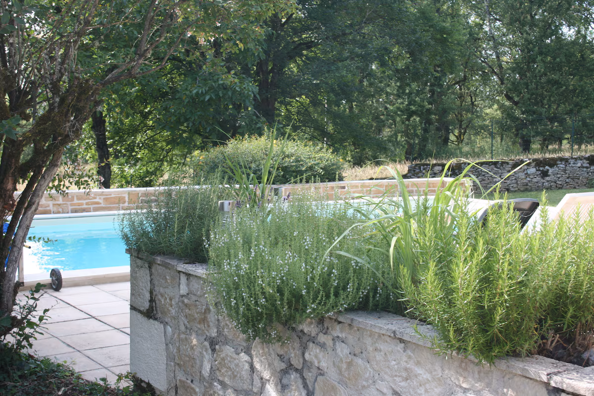 Piscine, vue jardin